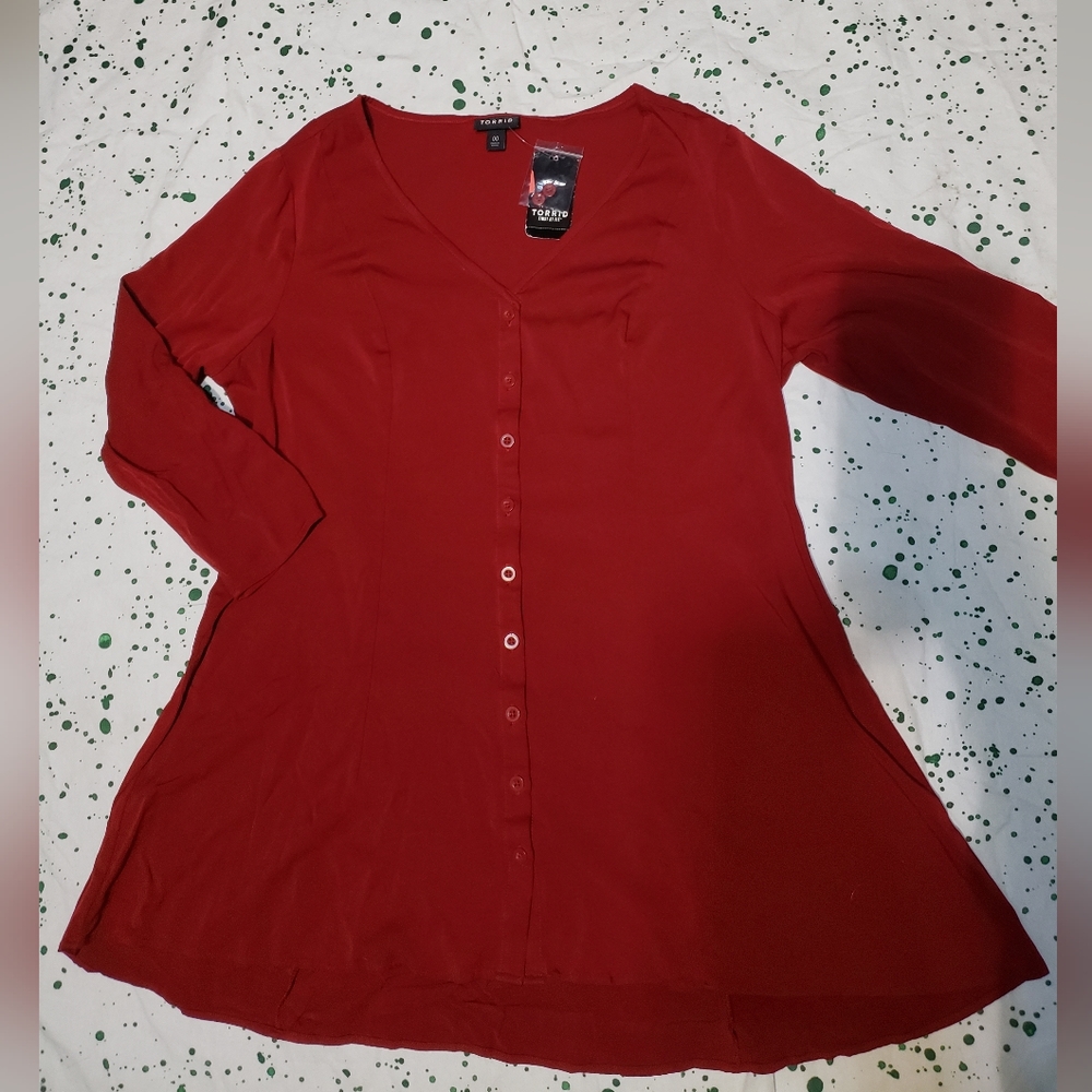 Silky Red Button Down